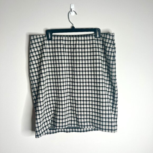 J. Jill Ponte Knit Gray Black Heather Plaid Stretch Pencil Skirt Academia Sz XL - Picture 1 of 4
